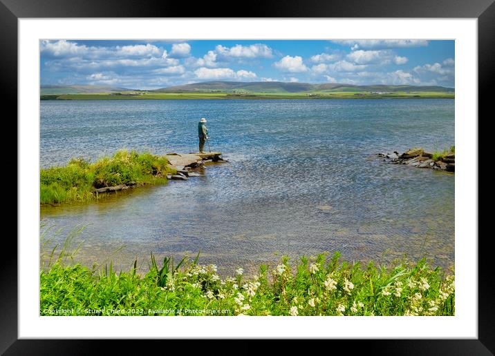 Trout Fishing on the Loch of Harray Framed Mounted Print by Travel and Pixels 
