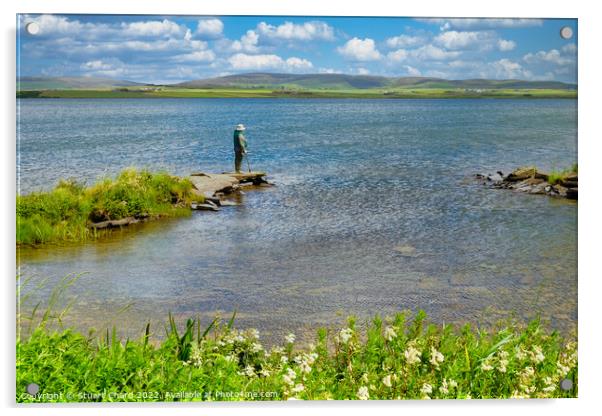 Trout Fishing on the Loch of Harray Acrylic by Travel and Pixels 