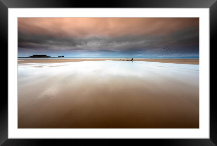 Rhossili Bay on the Gower Peninsula Framed Mounted Print by Leighton Collins