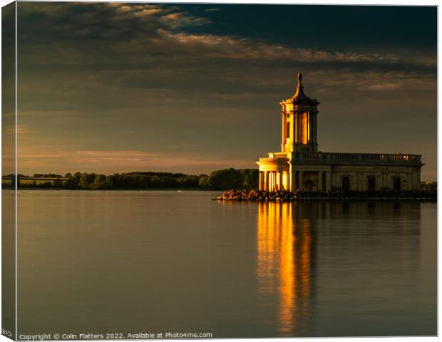 Normanton Church, Rutland Water at Sunset Canvas Print by Colin Flatters
