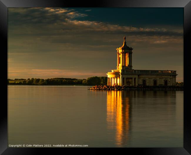 Normanton Church, Rutland Water at Sunset Framed Print by Colin Flatters