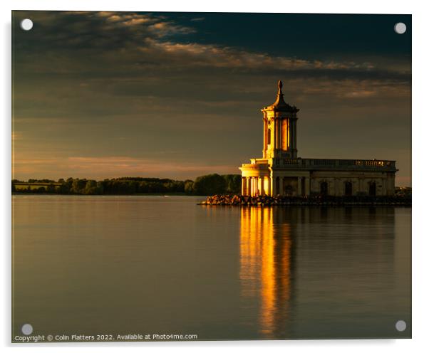 Normanton Church, Rutland Water at Sunset Acrylic by Colin Flatters