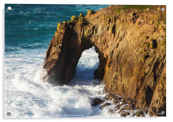 Enys Dodman Sea Arch Acrylic by CHRIS BARNARD