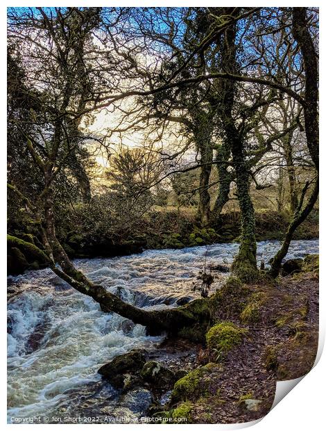 Winter moorland stream Print by Jon Short