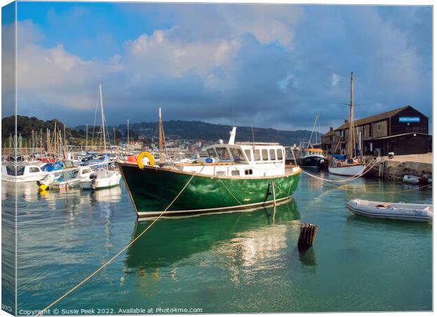Lyme Regis Harbour on a Sunny September Morning Canvas Print by Susie Peek
