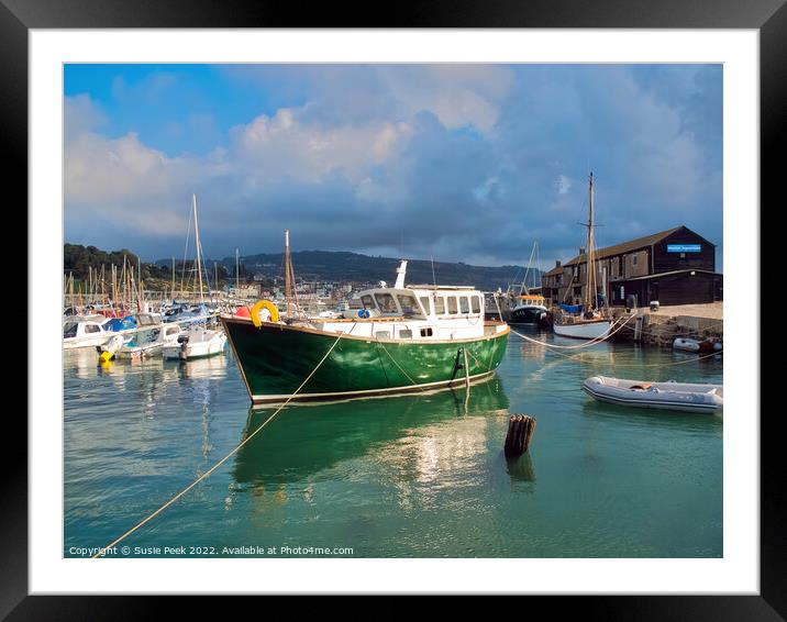 Lyme Regis Harbour on a Sunny September Morning Framed Mounted Print by Susie Peek
