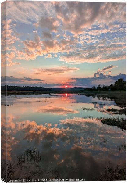 Sunset and High Tide Canvas Print by Jon Short