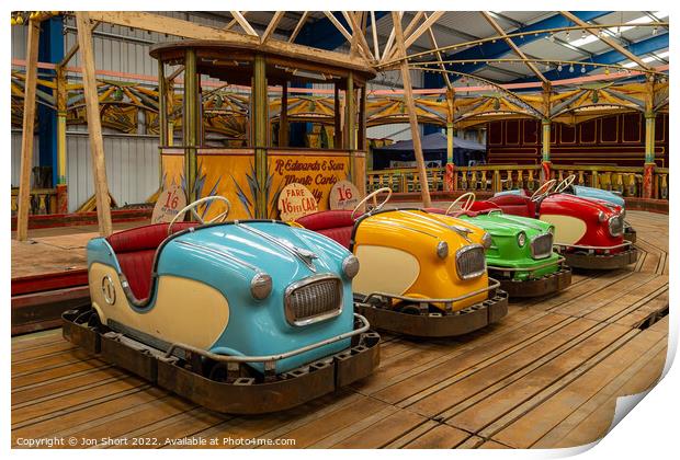 Vintage Bumper Cars Print by Jon Short