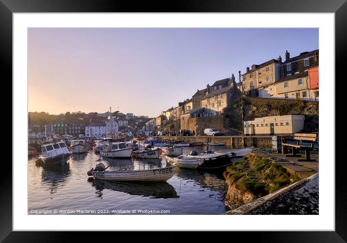 Boats moored in Mevagissey Harbour, Cornwall Framed Mounted Print by Gordon Maclaren
