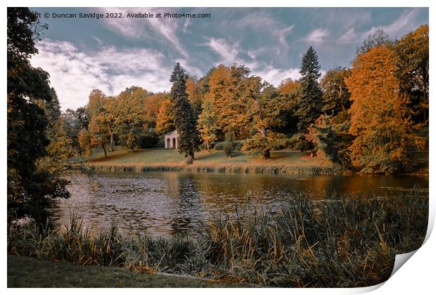 Bath Spa Newton Park lake in Autumn light  Print by Duncan Savidge