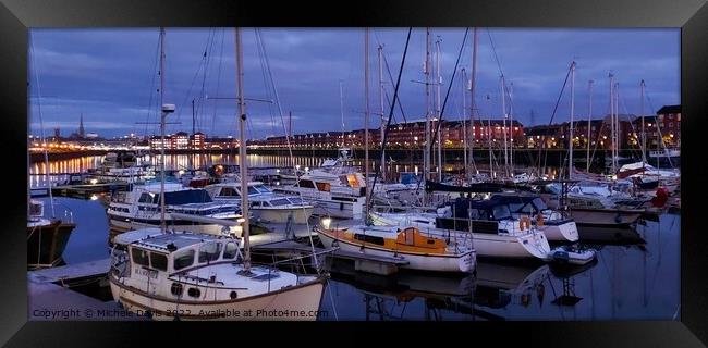 Preston Marina Twilight Framed Print by Michele Davis