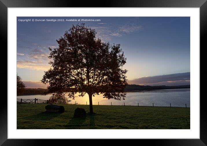 Autumn sunrise at Chew Valley Lake Framed Mounted Print by Duncan Savidge