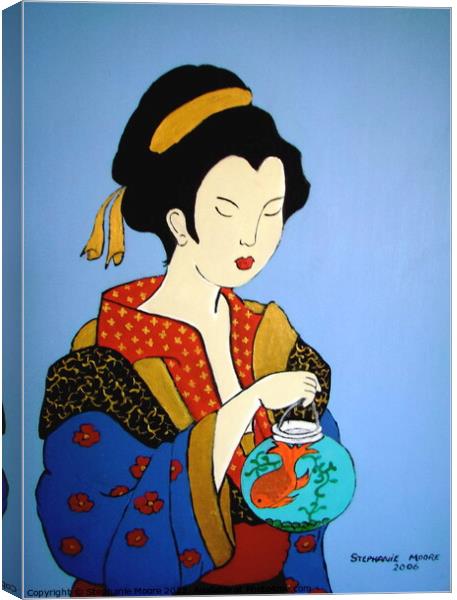 Geisha with goldfish Canvas Print by Stephanie Moore
