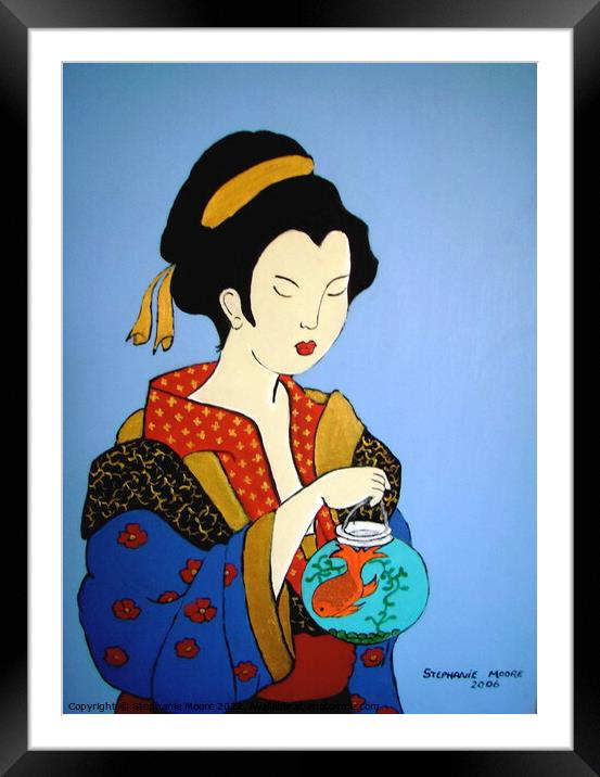 Geisha with goldfish Framed Mounted Print by Stephanie Moore