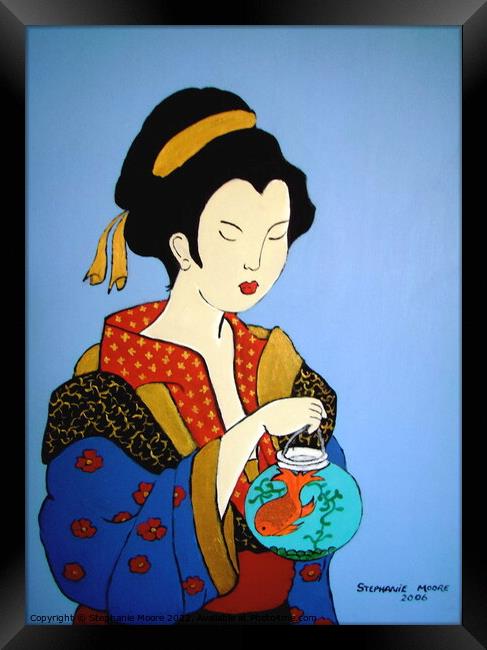 Geisha with goldfish Framed Print by Stephanie Moore