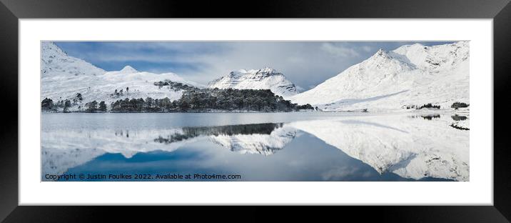 Liathach reflected in Loch Clair, Torridon, Scotland Framed Mounted Print by Justin Foulkes