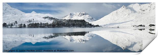 Liathach reflected in Loch Clair, Torridon, Scotland Print by Justin Foulkes