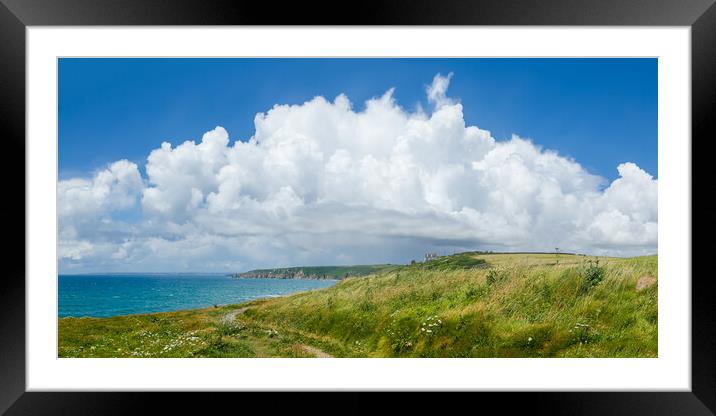 Cumulus Clouds over Beacon Crag, Porthleven Framed Mounted Print by Adrian Burgess