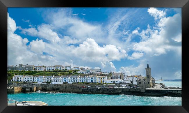 Porthleven Harbour Clock Tower Framed Print by Adrian Burgess