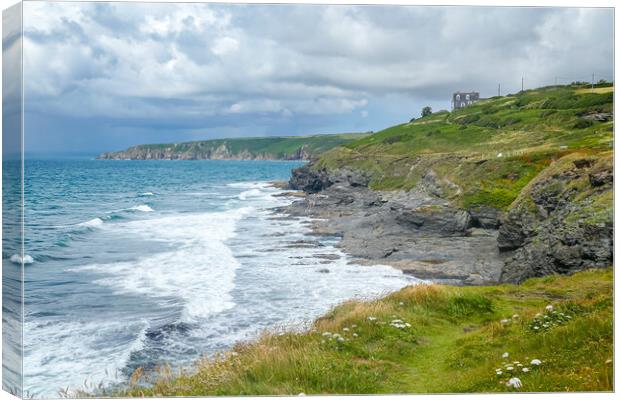 Moody Skies over Beacon Crag in Cornwall Canvas Print by Adrian Burgess