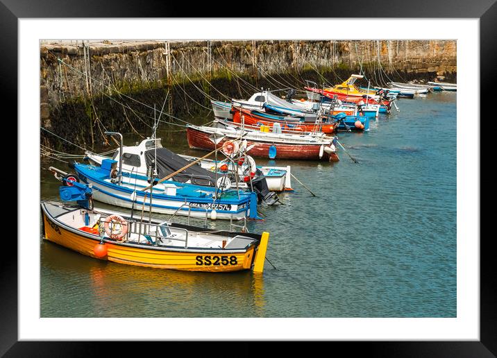 Eleven Boats in Porthleven Harbour Framed Mounted Print by Adrian Burgess