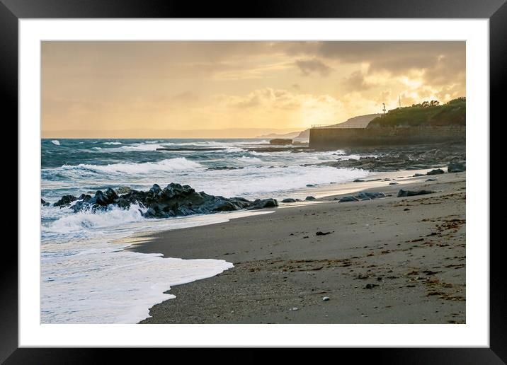 Porthleven Beach, Cornwall Framed Mounted Print by Adrian Burgess