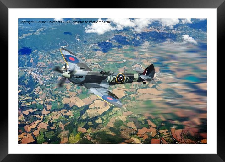 Spitfire  Framed Mounted Print by Alison Chambers