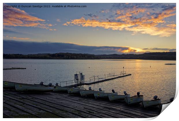 Chew Valley lake sunrise Print by Duncan Savidge