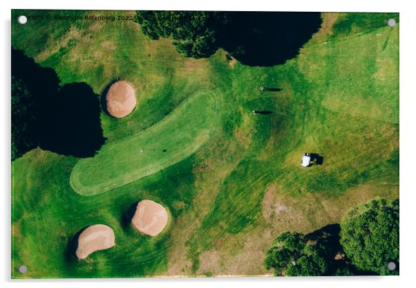 Top down aerial view of greenery golf court in the Algarve, Portugal Acrylic by Alexandre Rotenberg