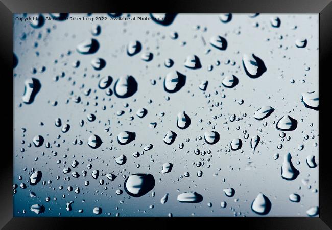Water droplets on car window glass Framed Print by Alexandre Rotenberg
