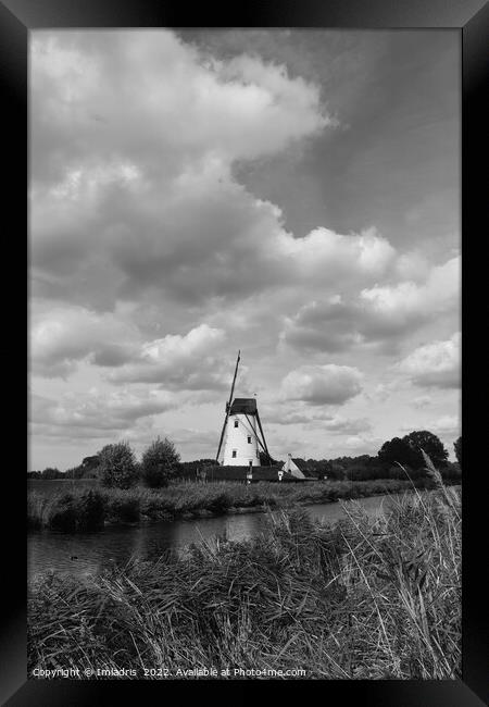 Schelle Windmill Mono, Damme, Belgium Framed Print by Imladris 