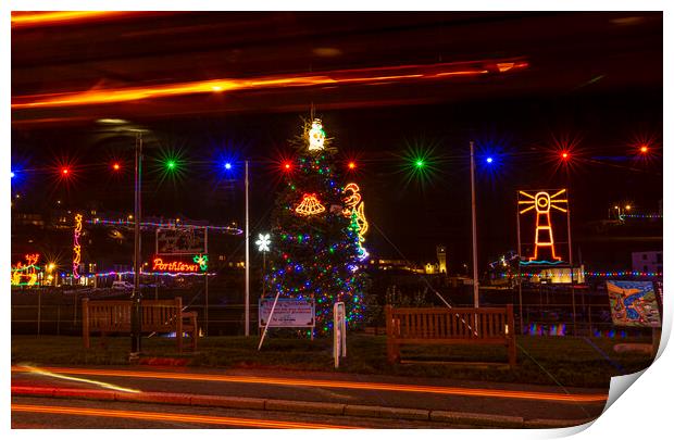 Porthleven Christmas tree Print by kathy white