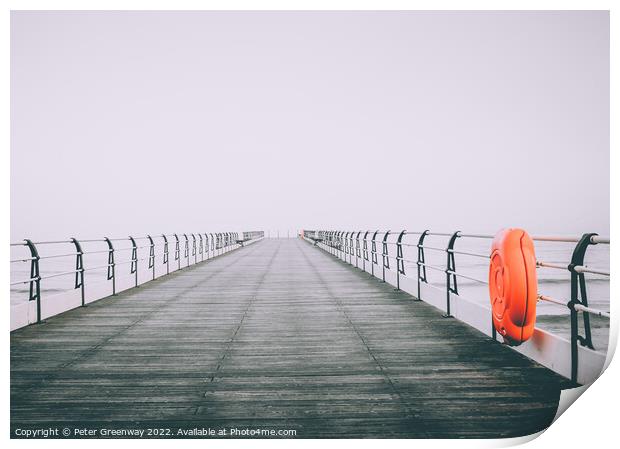 The Empty Pier At Saltburn-by-the-Sea On The North Yorkshire Coa Print by Peter Greenway