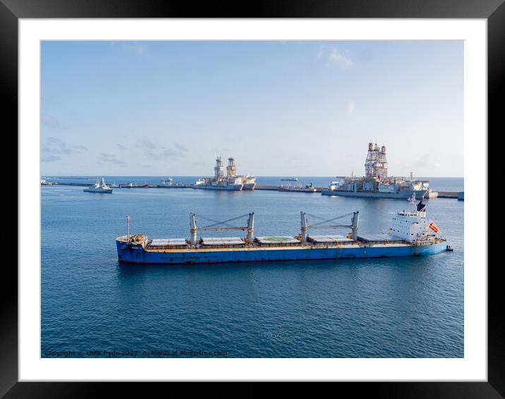 Cargo Ship Maro R in Las Palmas Framed Mounted Print by chris hyde