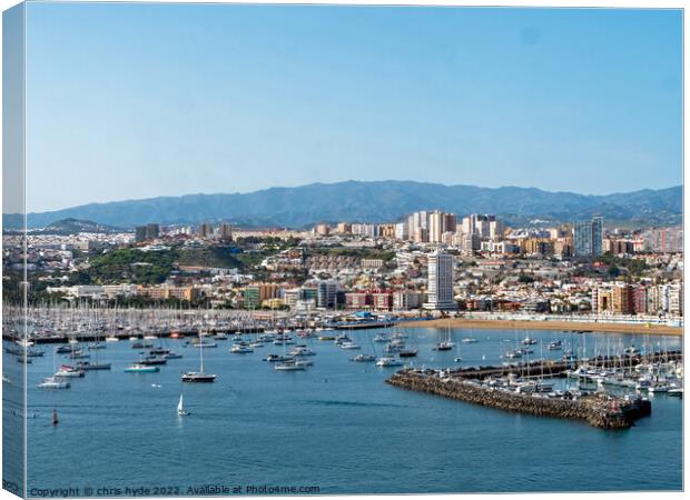 Las Palmas Harbour and City Canvas Print by chris hyde