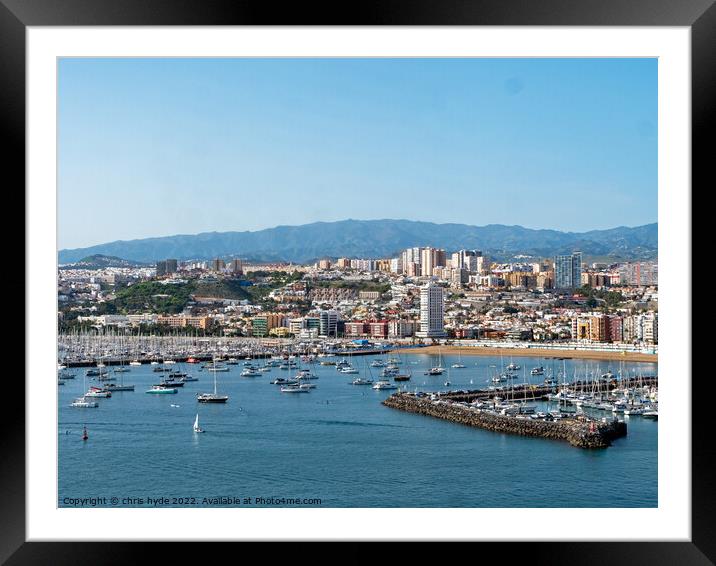 Las Palmas Harbour and City Framed Mounted Print by chris hyde