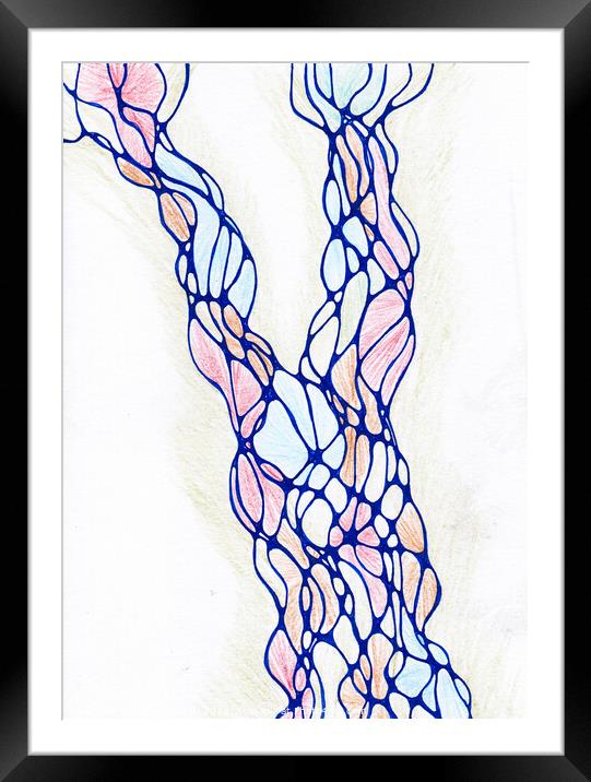 Hand-drawn neurographic illustration.  Framed Mounted Print by Julia Obregon
