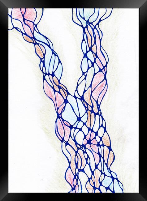 Hand-drawn neurographic illustration.  Framed Print by Julia Obregon