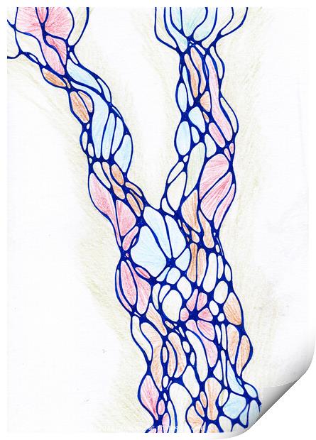 Hand-drawn neurographic illustration.  Print by Julia Obregon