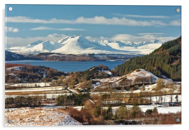 Isle of Skye in Winter, from Auchtertyre, Scotland Acrylic by Barbara Jones