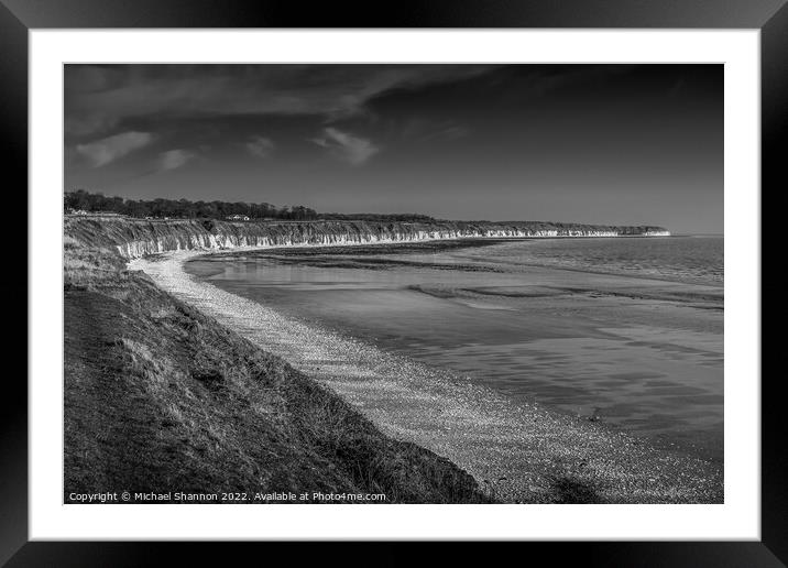 Clifftop view of North Beach, Bridlington (Black a Framed Mounted Print by Michael Shannon