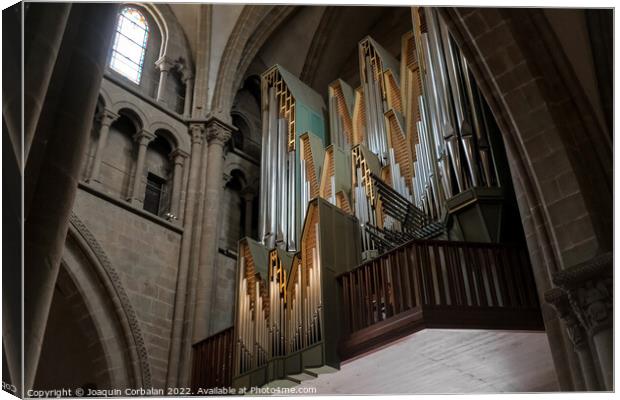 Pipe organ of Saint Peter's Cathedral in Geneva, Switzerland, su Canvas Print by Joaquin Corbalan