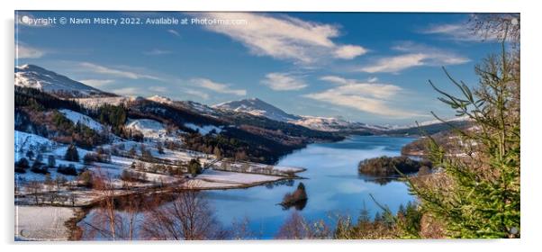 Winter at The Queen's View Loch Tummel, Perthshire Acrylic by Navin Mistry