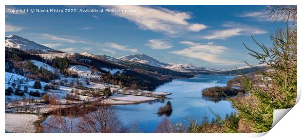 Winter at The Queen's View Loch Tummel, Perthshire Print by Navin Mistry