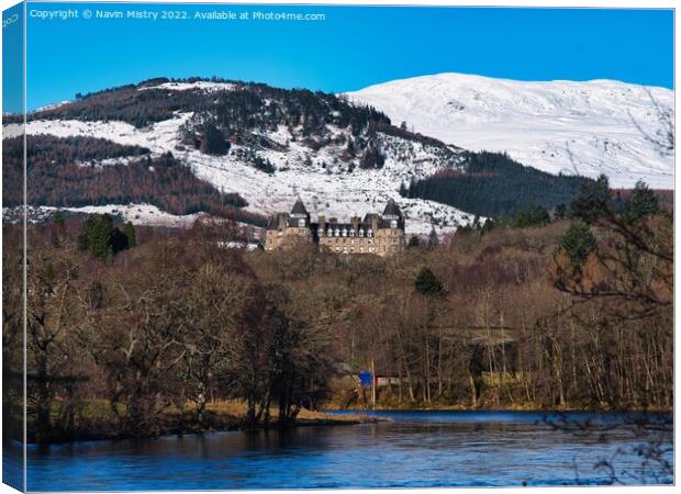 Winter and The Atholl Palace Hotel, Pitlochry  Canvas Print by Navin Mistry