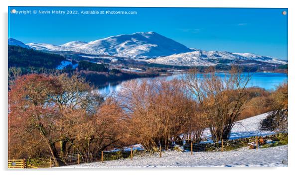 Schiehallion and Loch Tummel in Winter   Acrylic by Navin Mistry