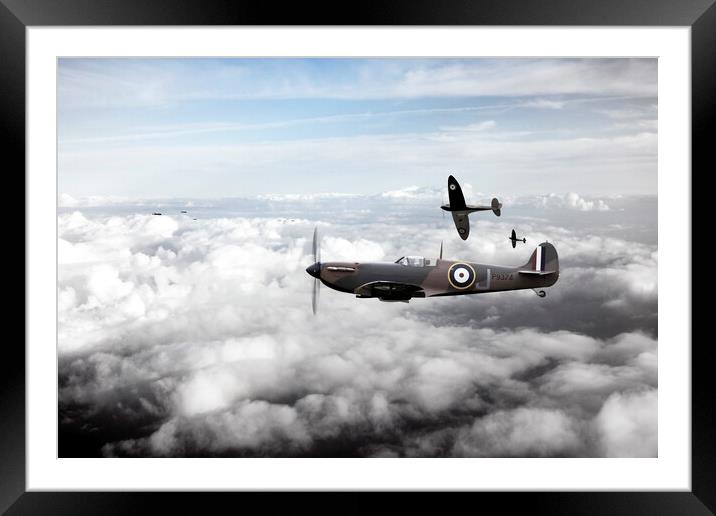 Spitfires 253 Sqdn Framed Mounted Print by J Biggadike