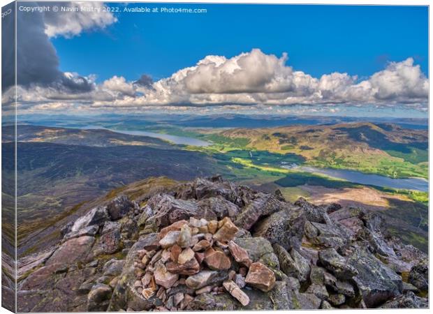 The view from the summit of Schiehallion  Canvas Print by Navin Mistry
