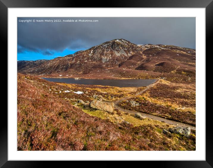 A view of Ben Vrackie and Loch a' Choire.  Framed Mounted Print by Navin Mistry