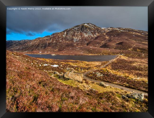 A view of Ben Vrackie and Loch a' Choire.  Framed Print by Navin Mistry